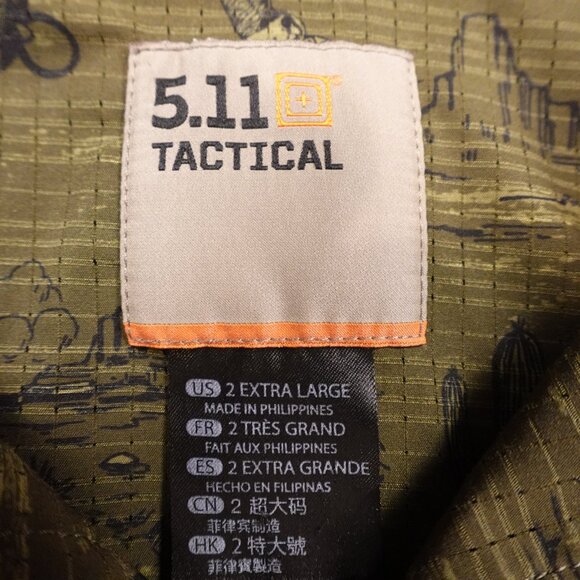 5.11 Tactical Button Up Shirt Desert Critter Print Men's 2XL - Picture 2 of 9